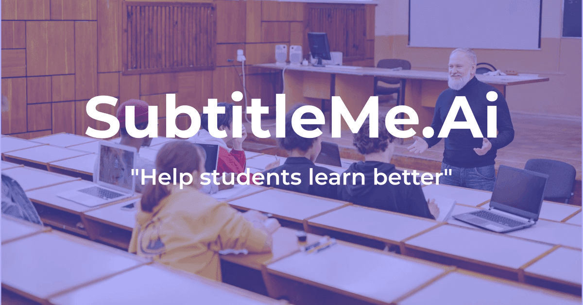 Professor teaching with captions displayed on lecture slides