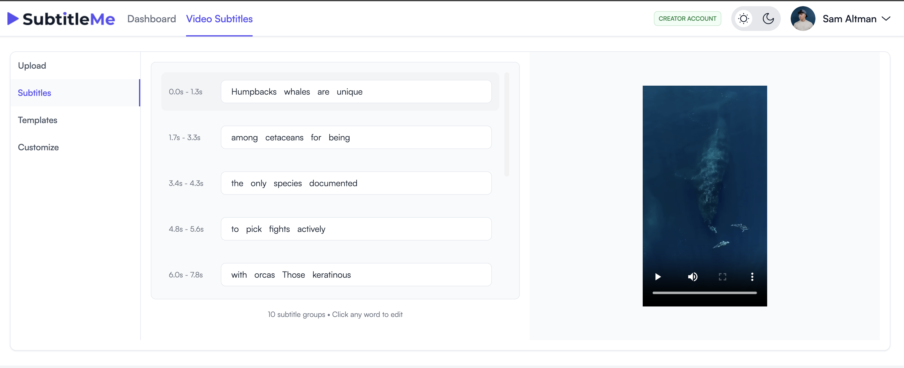 Auto generate subtitle with AI