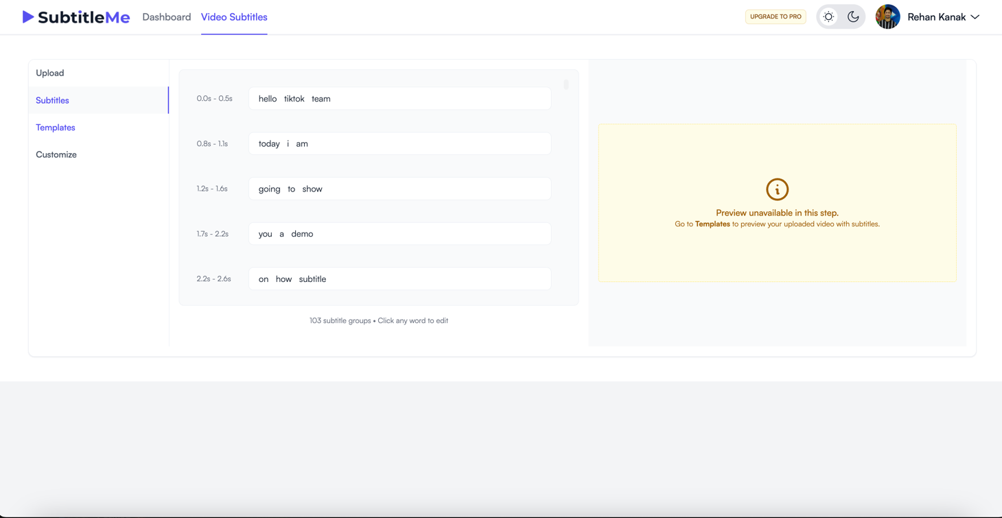 Upload video and generate AI captions