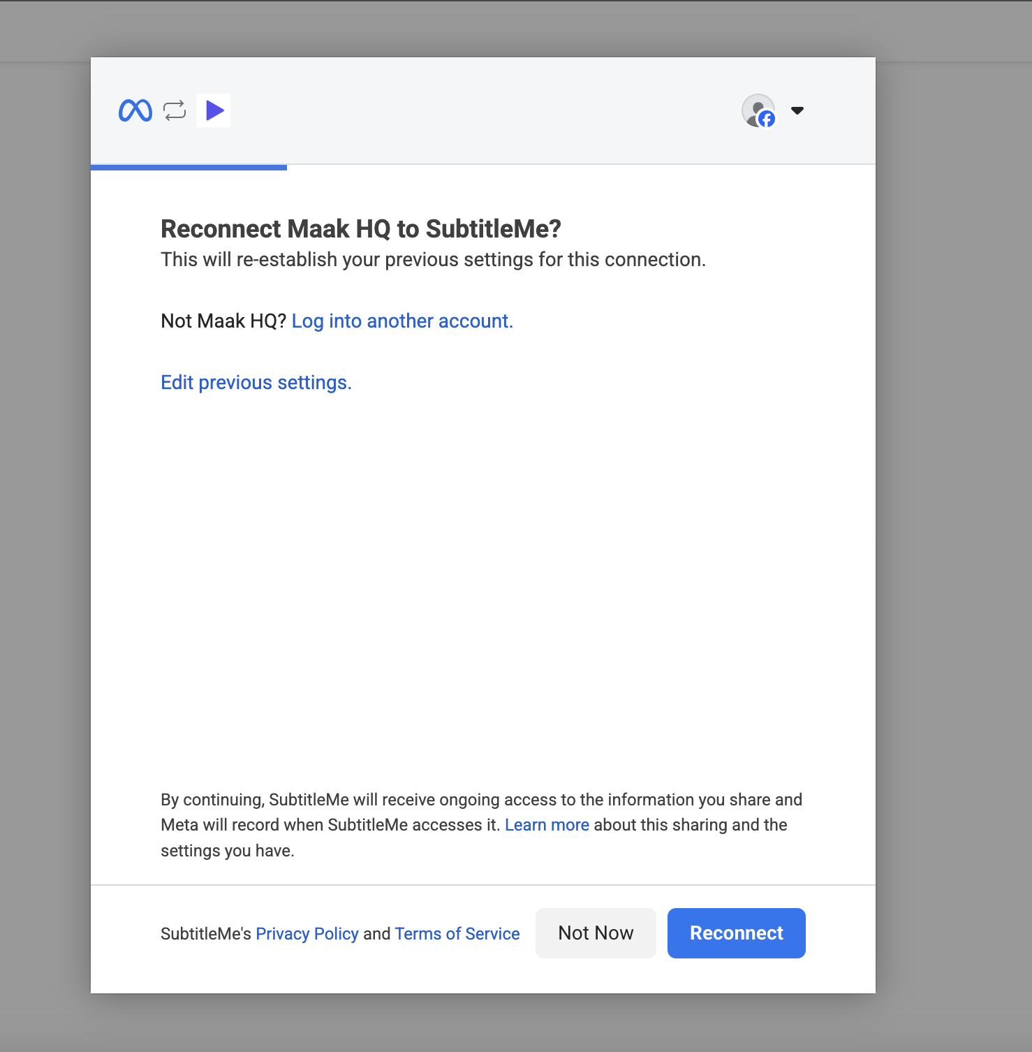 Connect Instagram account with SubtitleMe.ai