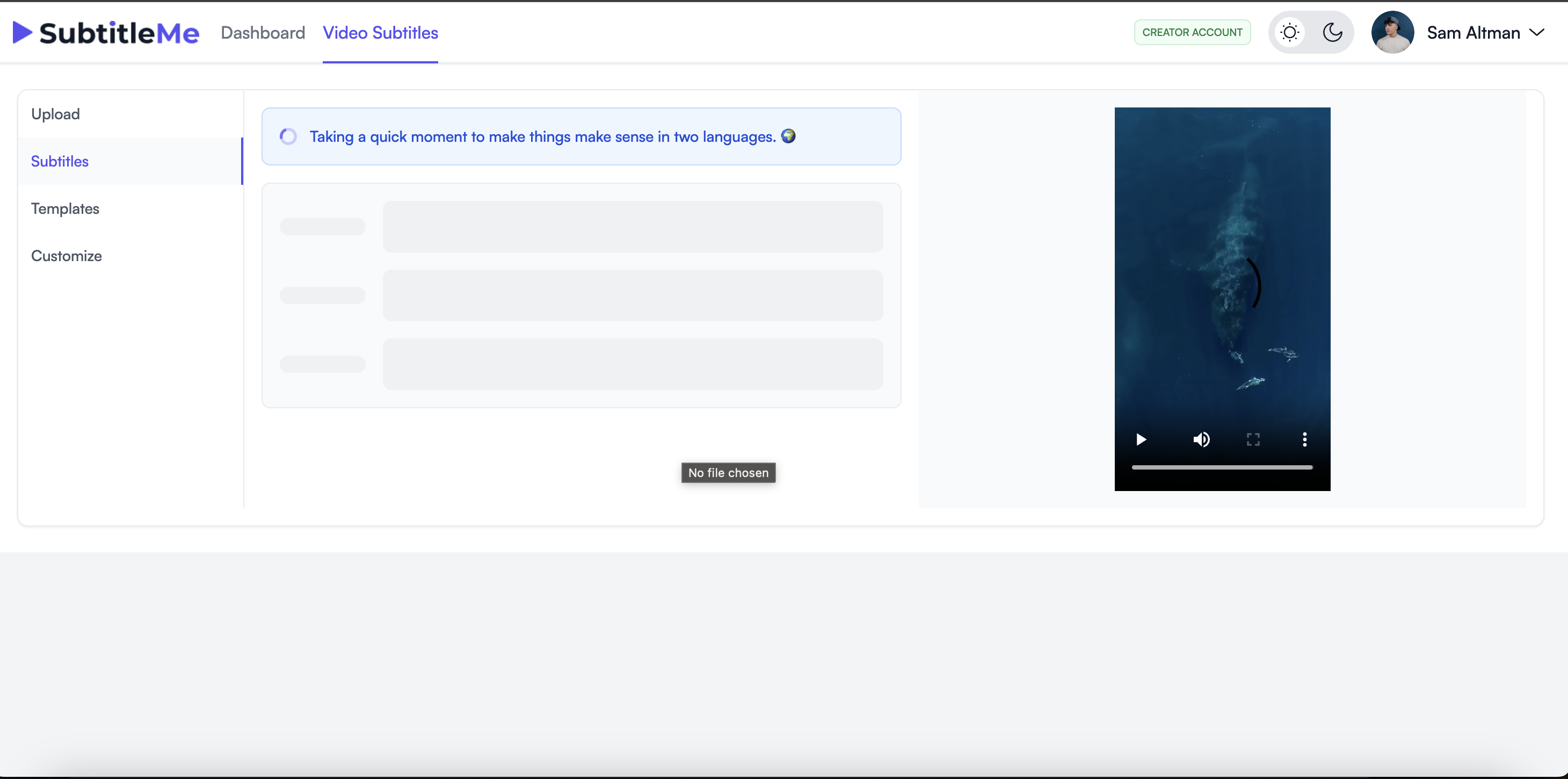 Upload videos to subtitleme.ai